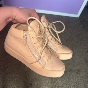 Giuseppe Zanotti Beige High-Top Leather Sneakers